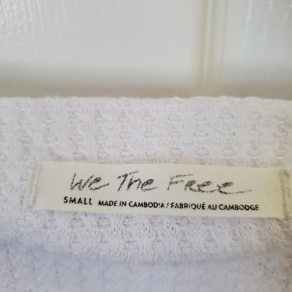 We The Free Oversized Thermal Knit White Long Sleeve Sweater Women's Size Small - Picture 9 of 9